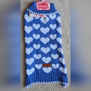 Blue and White Heart Patterned Dog Pet Sweater New